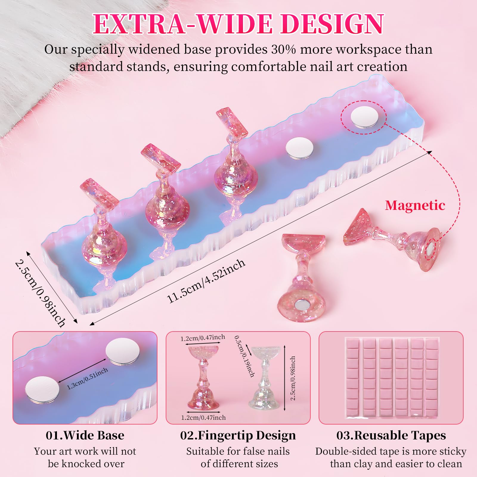 ANGNYA soporte de uñas magnético con base estable para fijar uñas postizas.