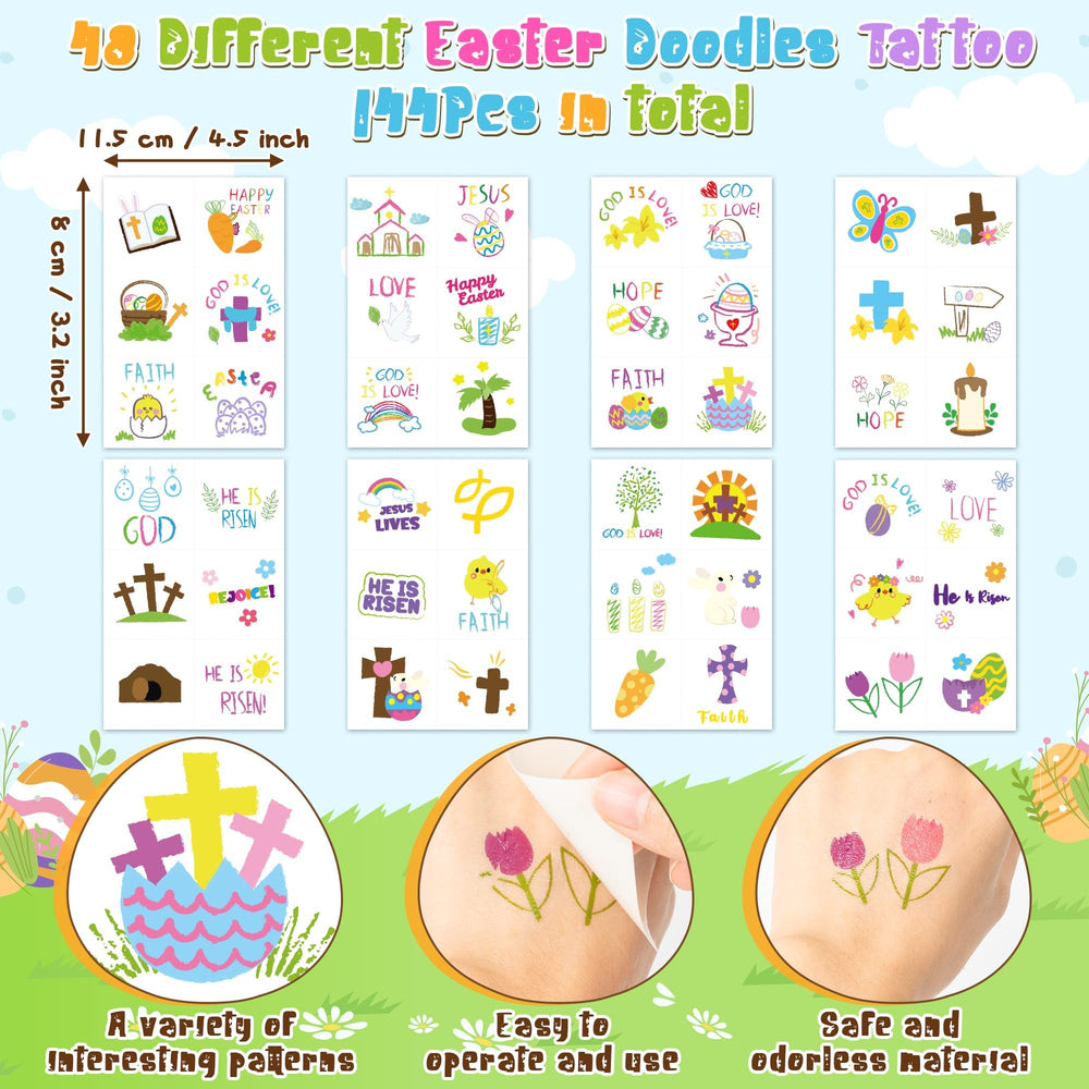 ANGOLIO tatuajes Pascua - conejos y cruces para diversión temática.