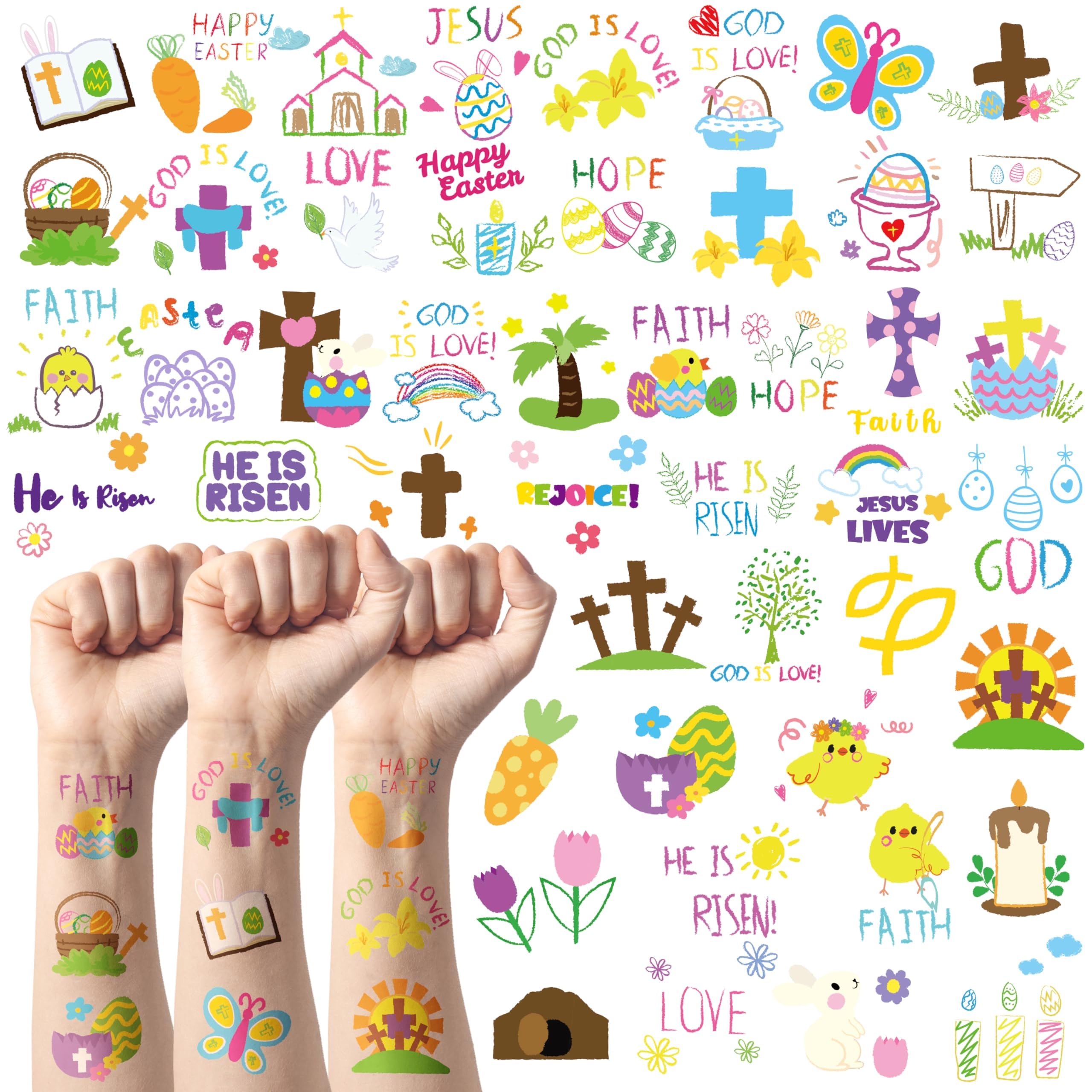 ANGOLIO tatuajes Pascua - dibujos variados para fiestas seguras y divertidas.