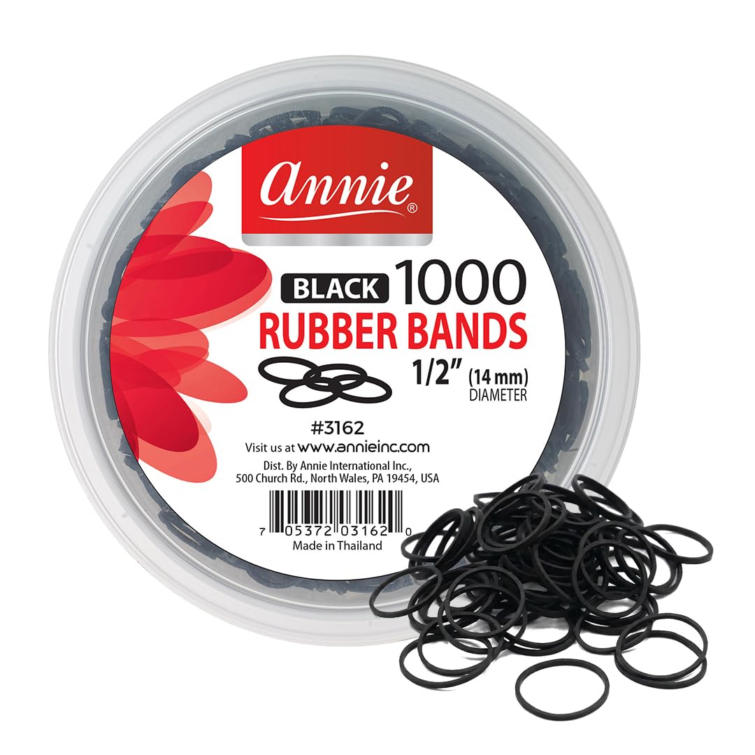 Bandas Annie mini negras 1/2 pulgada para trenzas, agarre seguro.