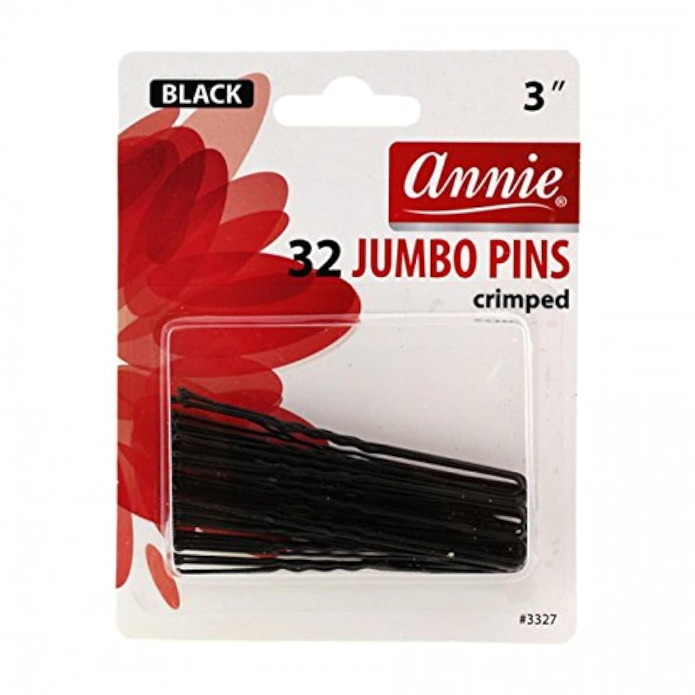 Annie horquillas jumbo de 3 pulgadas negras, primer plano, puntas de bola para cabello seguro