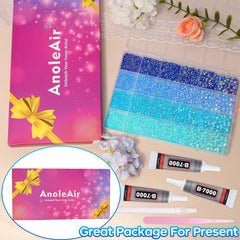 AnoleAir piedras azul base plana 3mm en caja organizada para proyectos.
