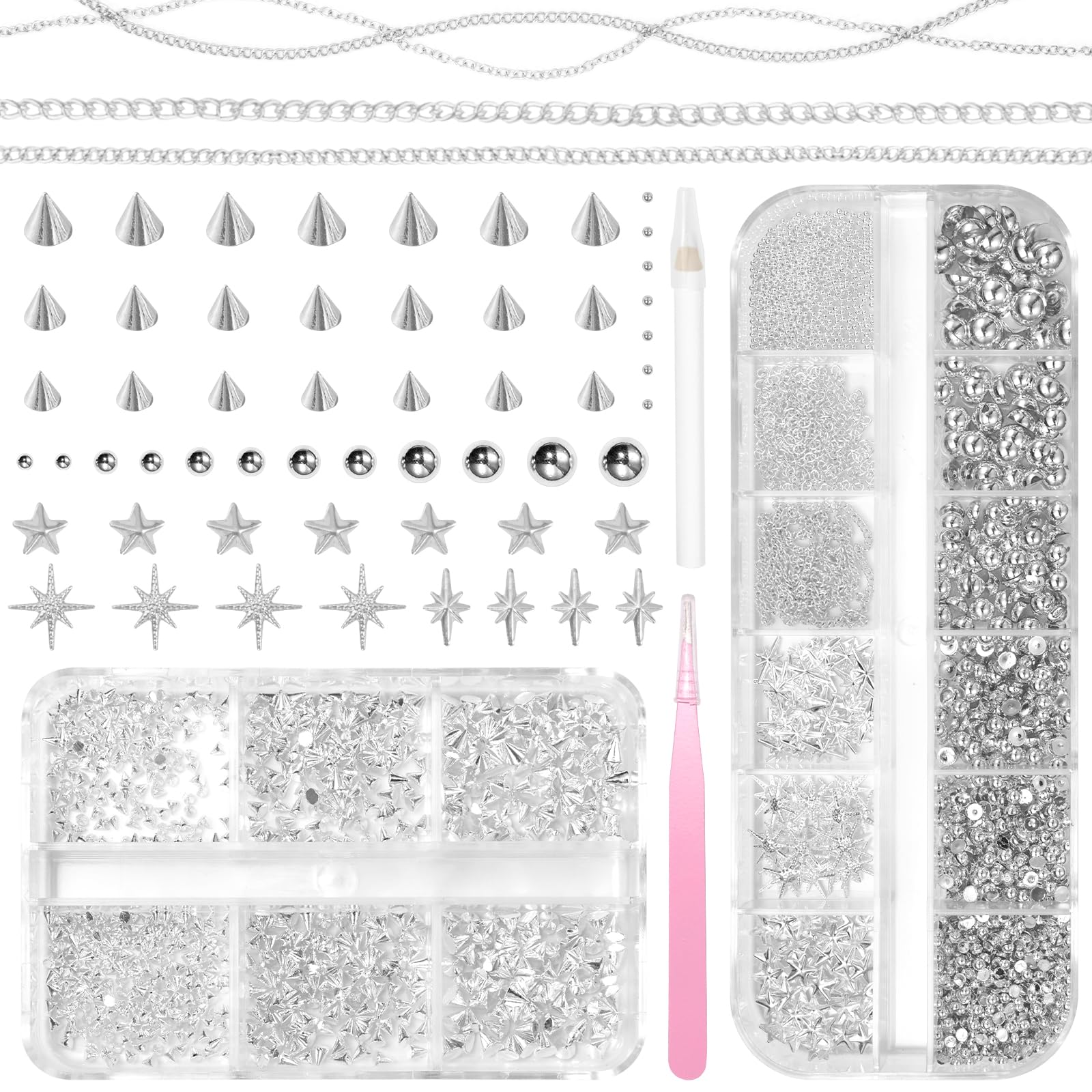 Anower perlas plateadas para uñas, acabado elegante y versátil