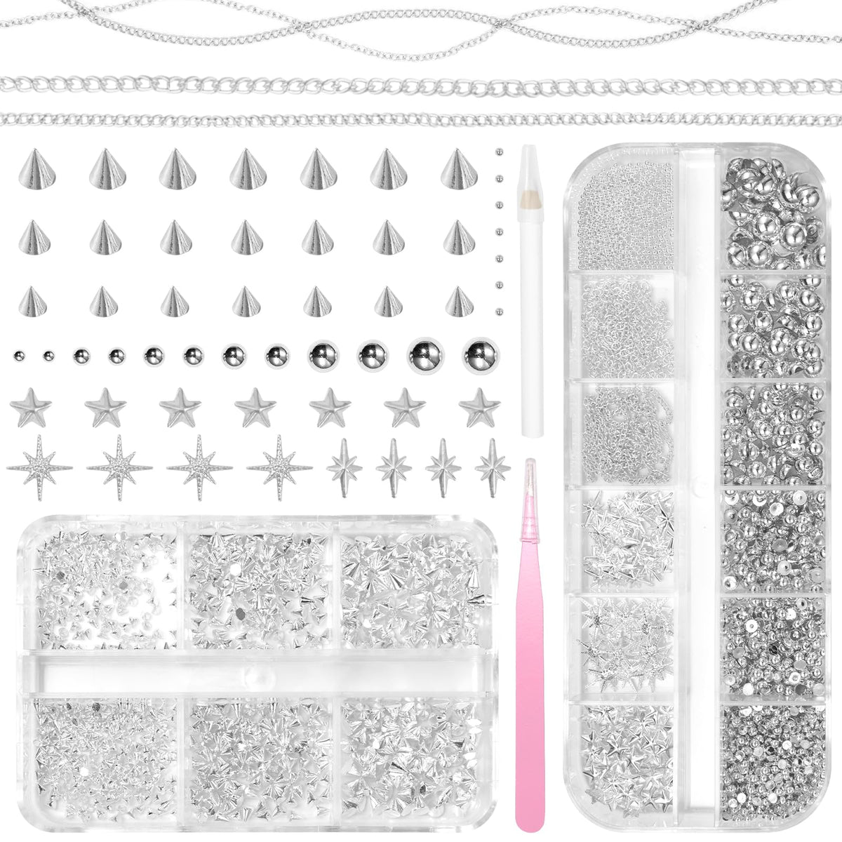 Anower perlas plateadas para uñas, acabado elegante y versátil