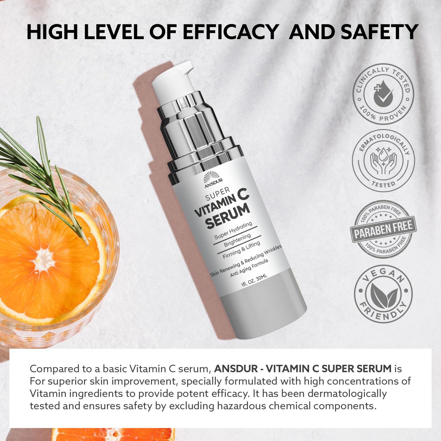 ANSDUR Manos aplicando serum en rostro, sensación fresca y suave