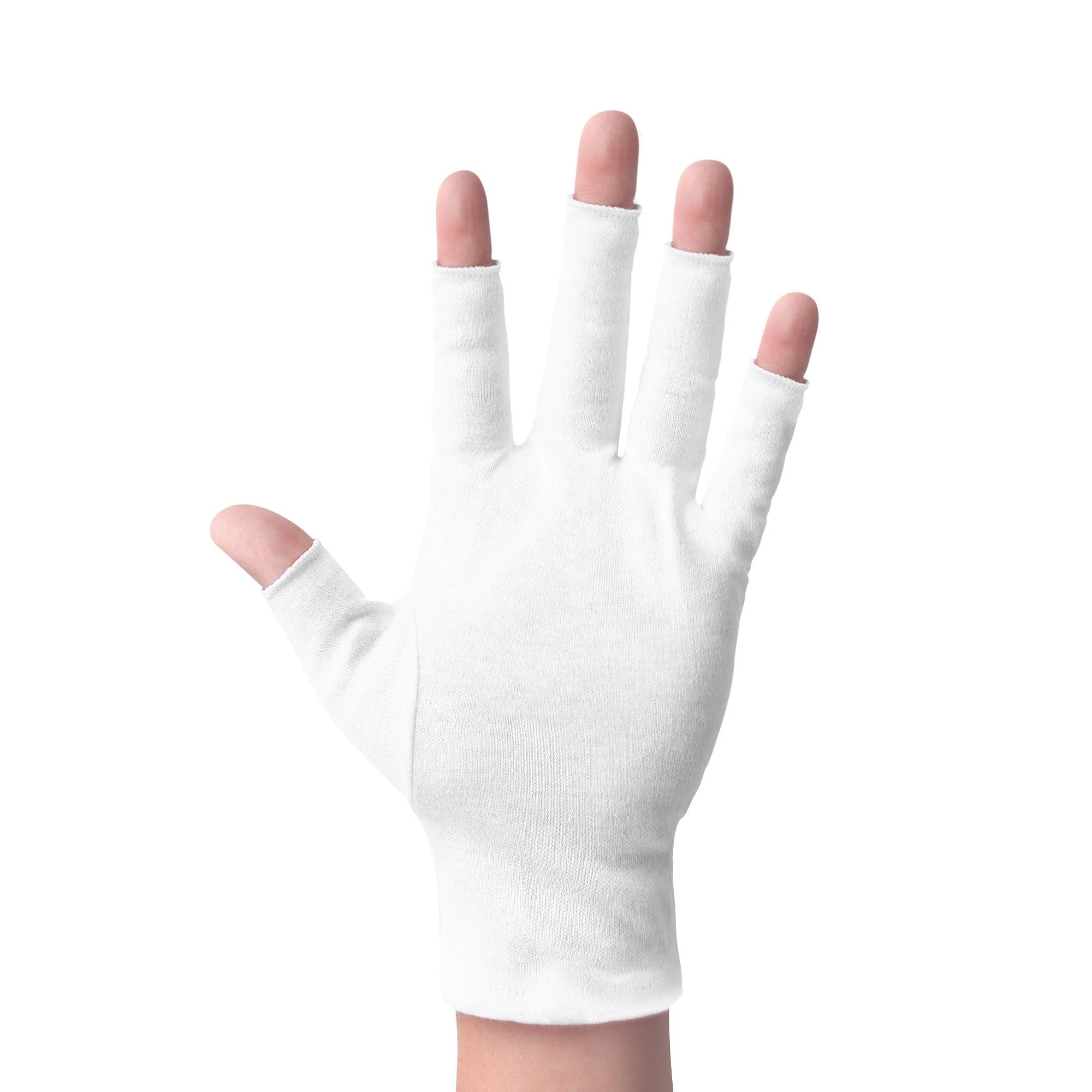 ANSMIO guantes de algodón blancos con dedos expuestos para usar pantalla táctil.