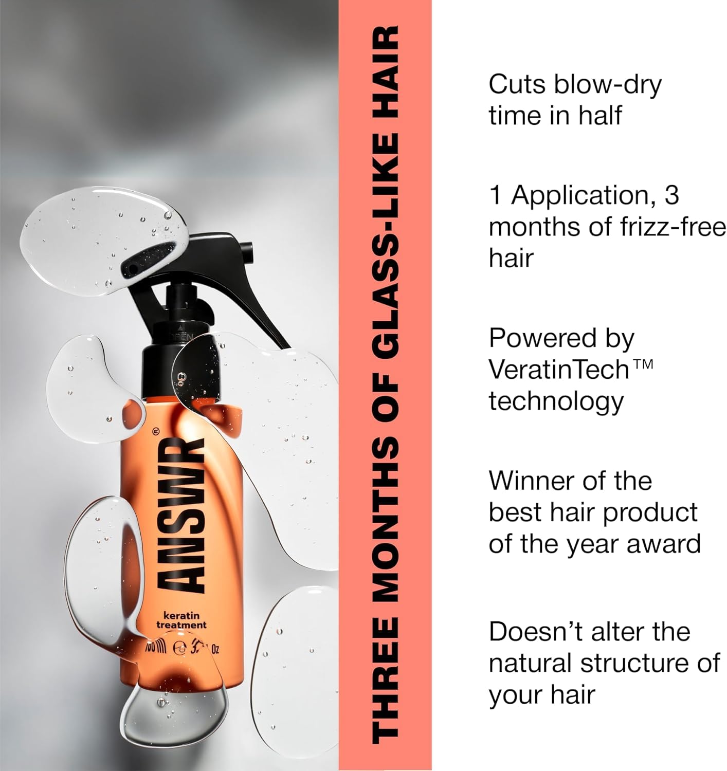 ANSWR Keratina con aceites naturales, nutrición profunda para el cabello.