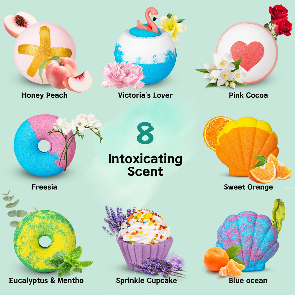Bomba de baño Aofmee cacao rosa, burbujas densas y colores vivos.