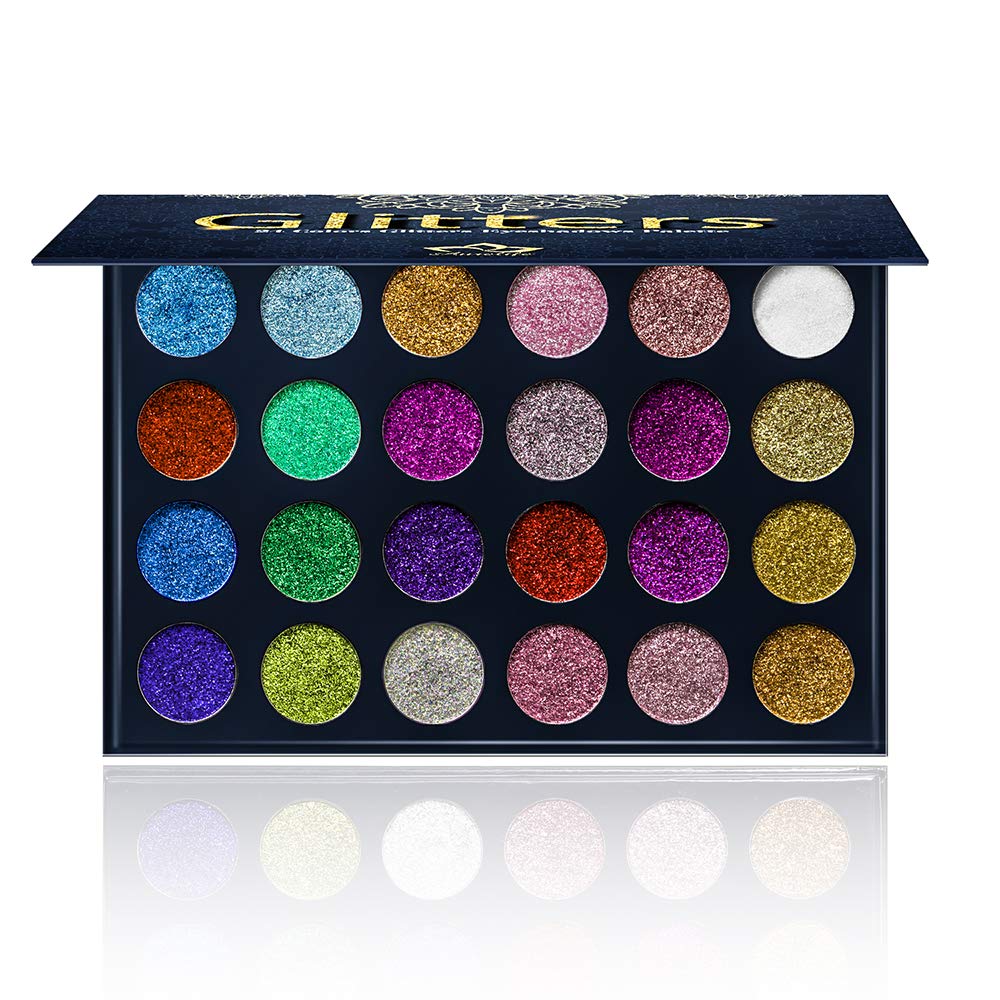 Paleta Aolailiya de 24 sombras con brillo frontal para looks versátiles.