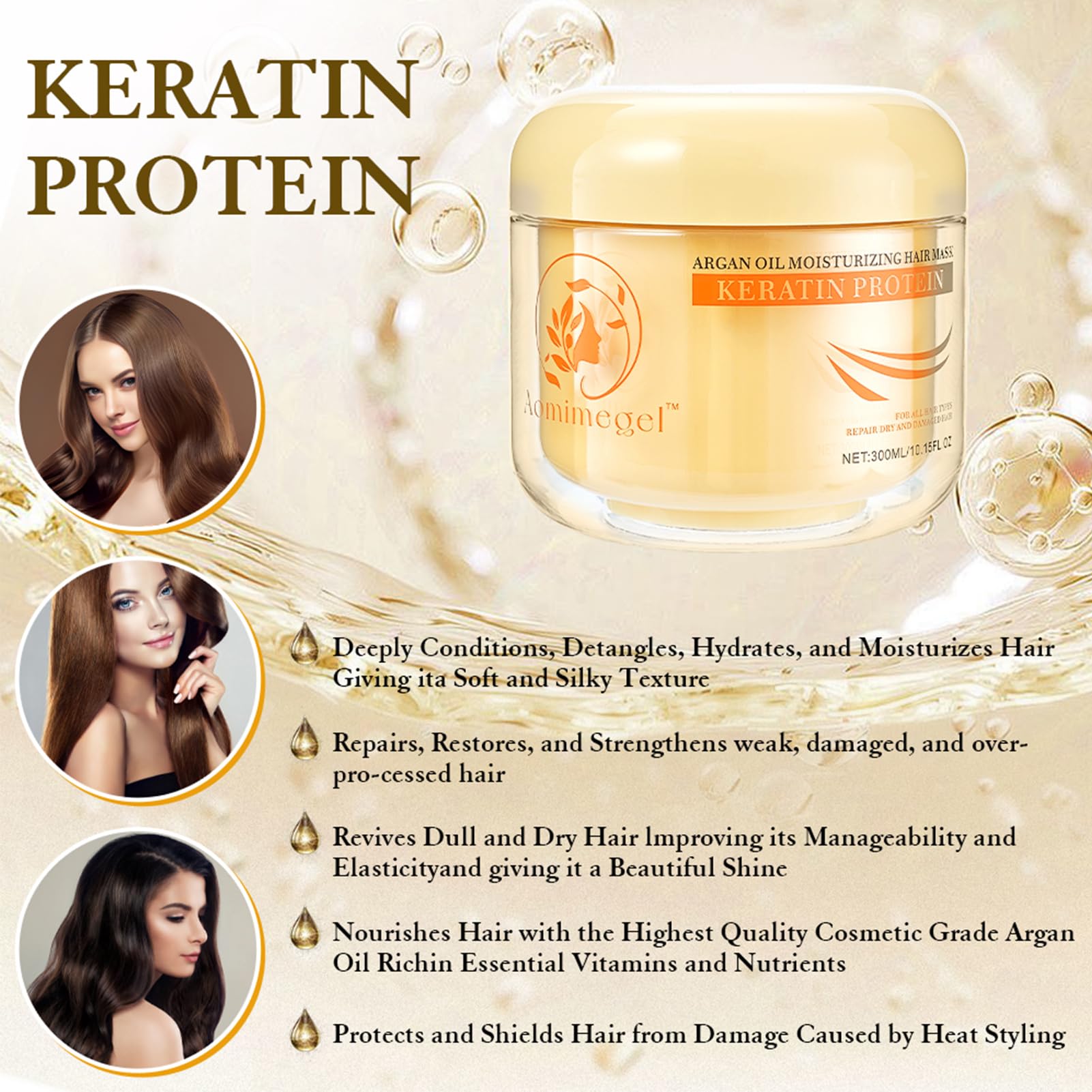 Aomimegel para todos tipos cabello, cuidado completo