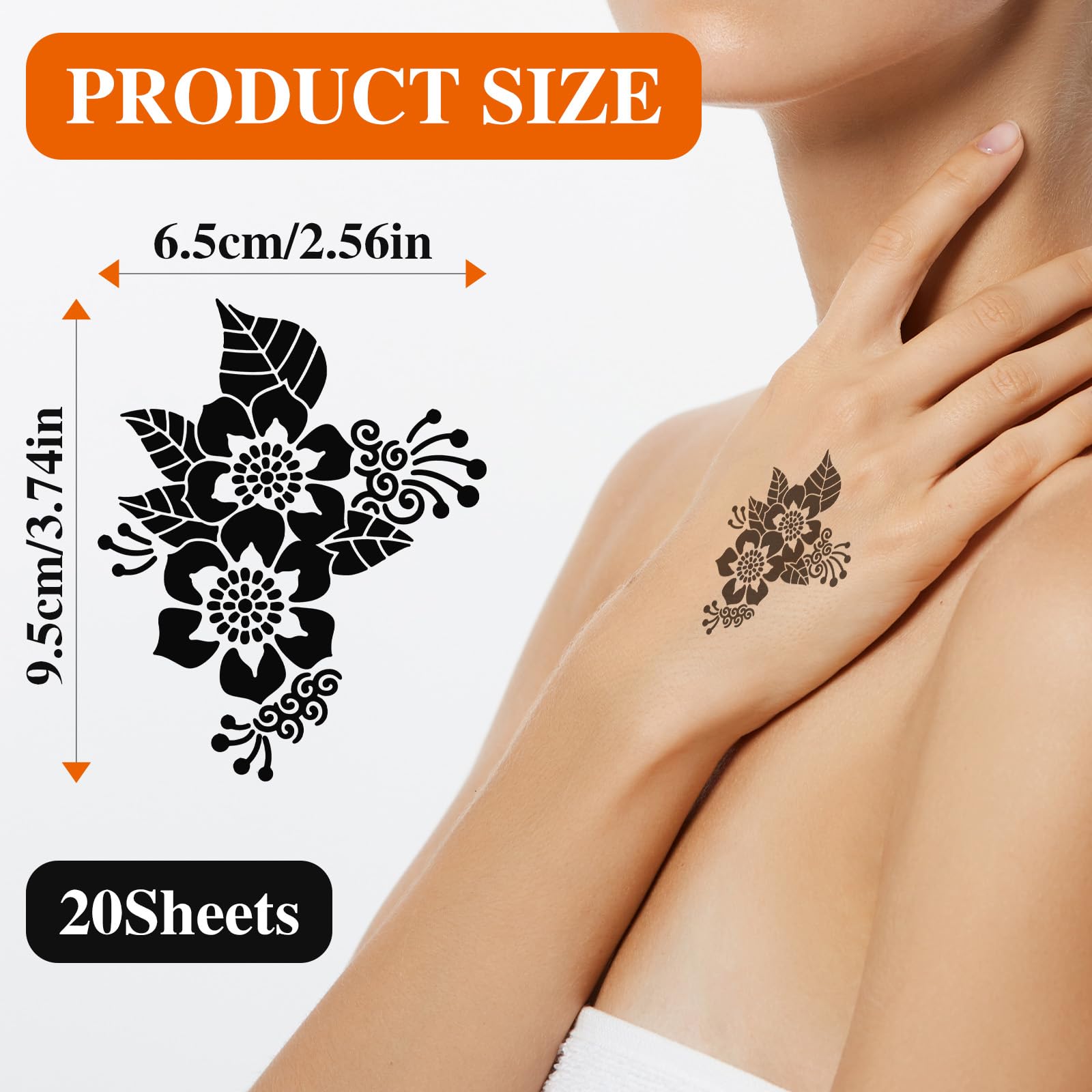 Apausvcm diseños mehndi variedad: luna, mariposa y flores para estilo único.