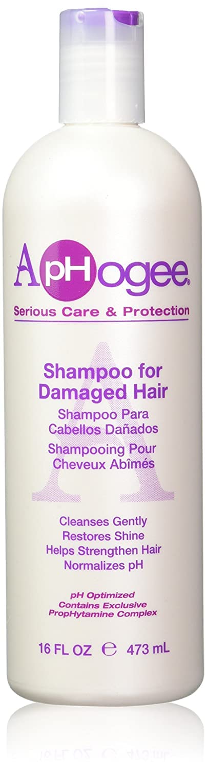 Aphogee champú para cabello dañado, frasco visible, cuidado reconstructivo diario.
