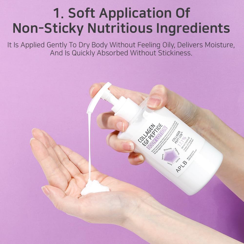 APLB Collagen EGF Peptide Body Lotion, hidratación de larga duración para piel cómoda.