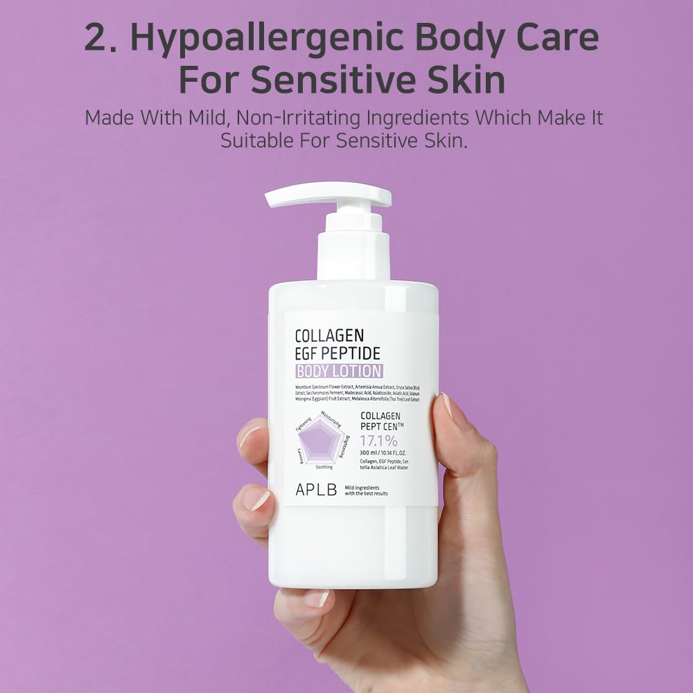 APLB Collagen EGF Peptide Body Lotion, piel suave y sedosa tras su uso.
