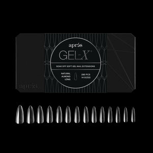 APRÉS Gel-X Almond: caja vista frontal para una presentación profesional.
