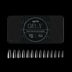 APRÉS Gel-X Almond: caja vista frontal para una presentación profesional.
