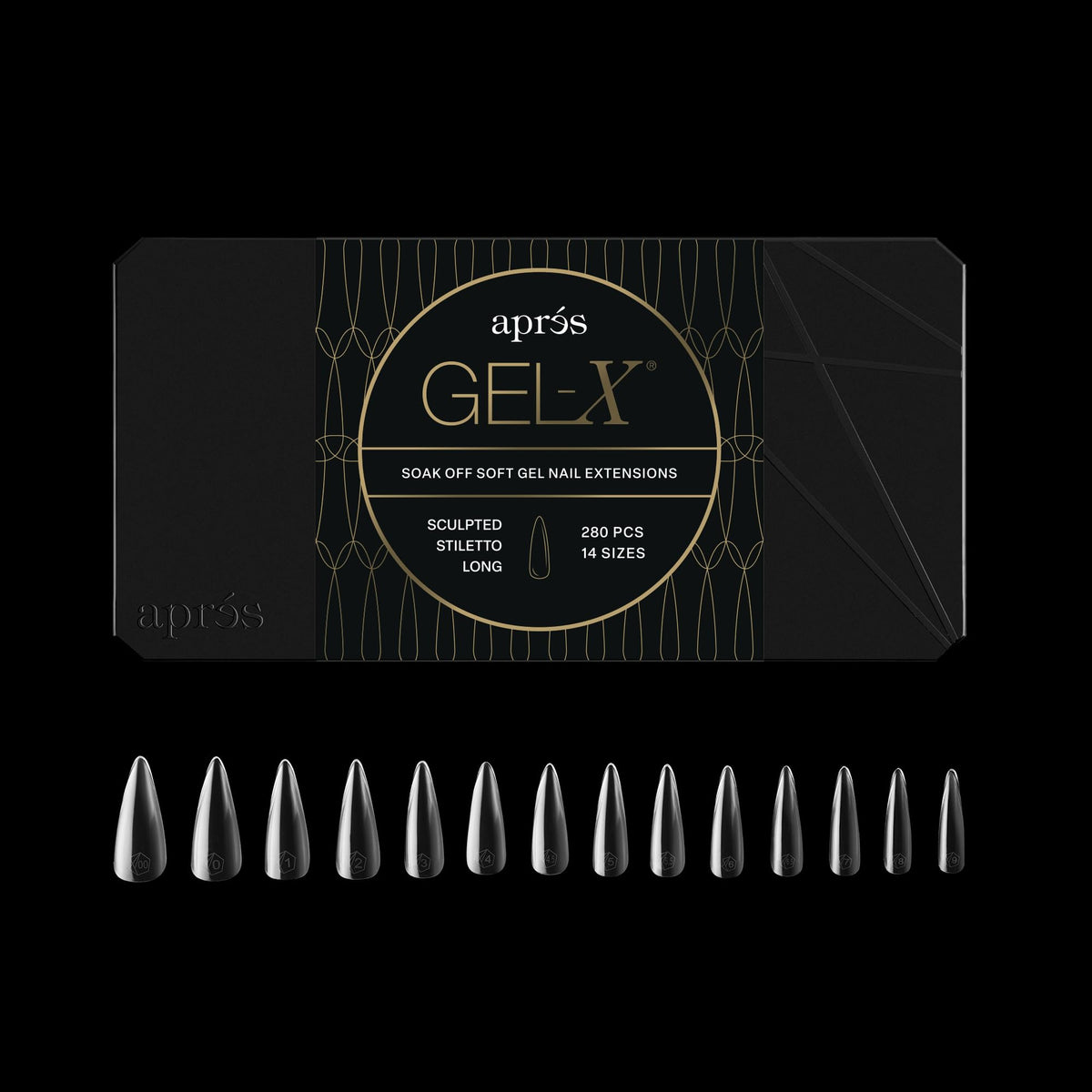 APRÉS Gel-X Stiletto: caja de 280 puntas para acabado profesional.