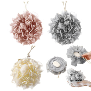 AQOYNQ bolsa lufa jabón 2 en 1 beige para exfoliar y limpiar la piel.