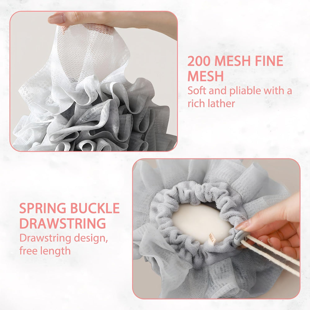 AQOYNQ bolsa lufa jabón 2 en 1 rosa para exfoliar suavemente.