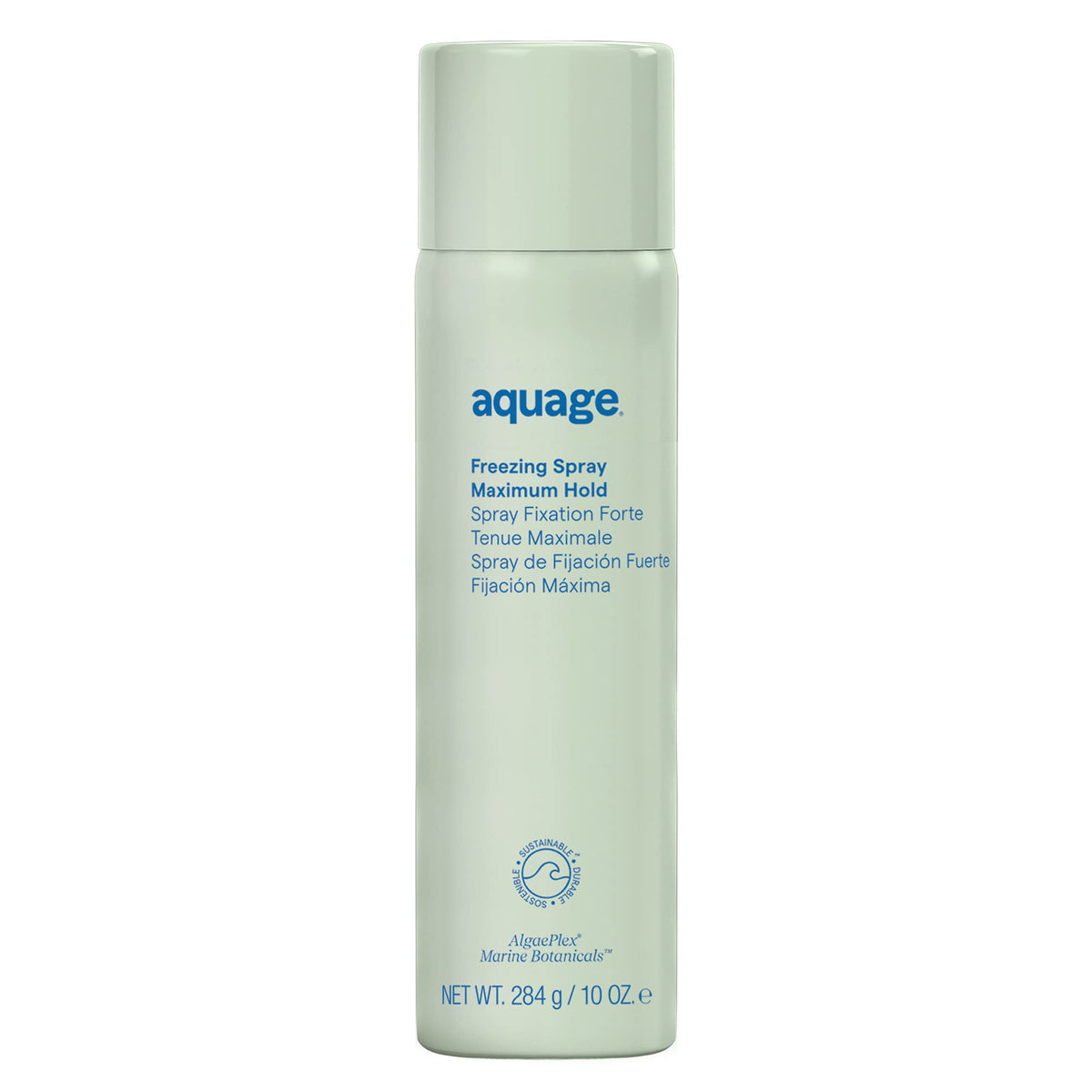 Aquage Freezing Spray en mano para fijación fuerte y suave sin residuo