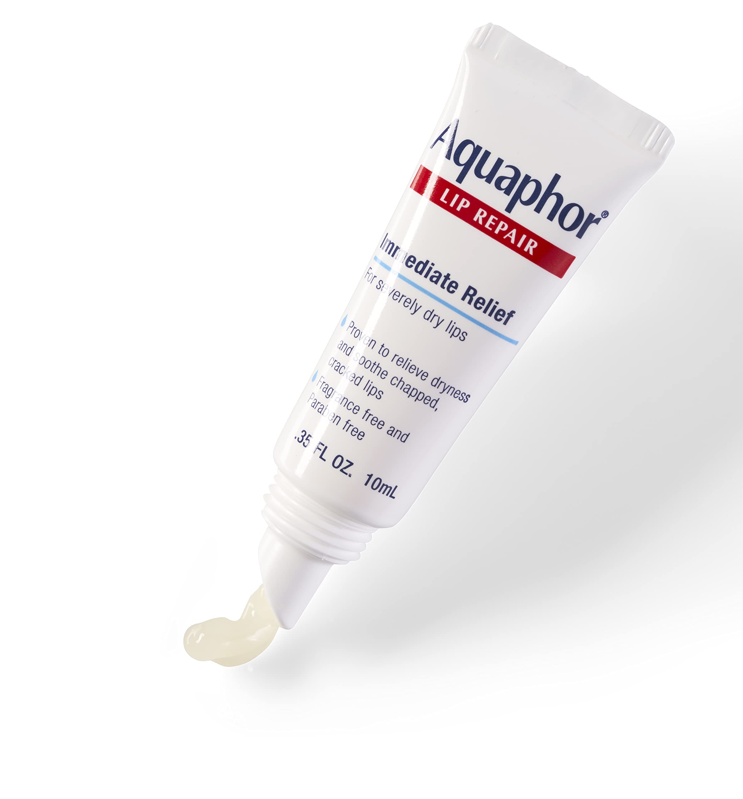 Envase compacto de Aquaphor Lip Repair, ideal para bolsillos.