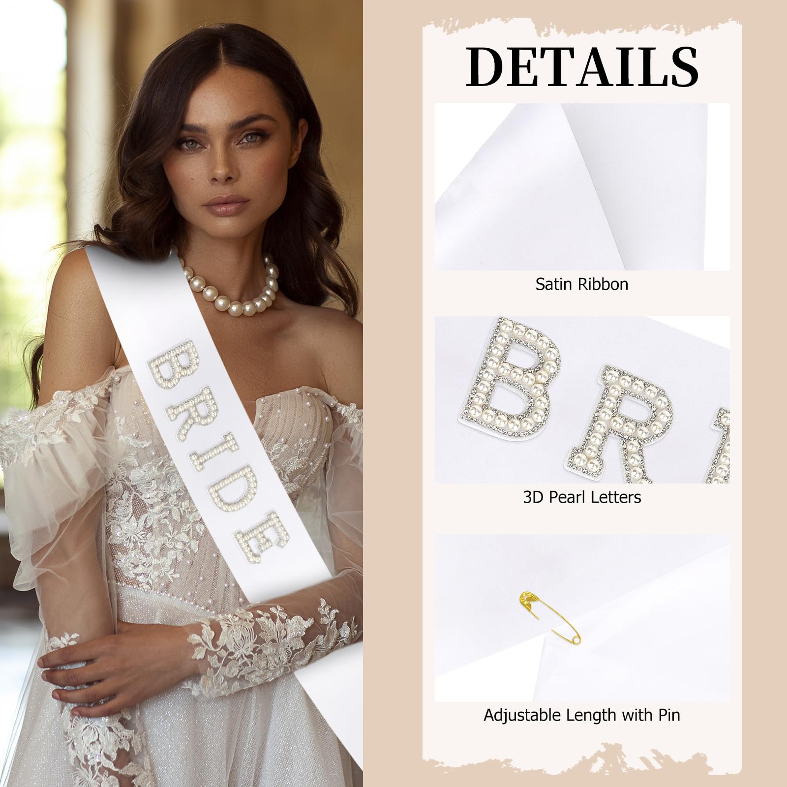 Araluky cinta satín con perlas brillantes para un look glamoroso.