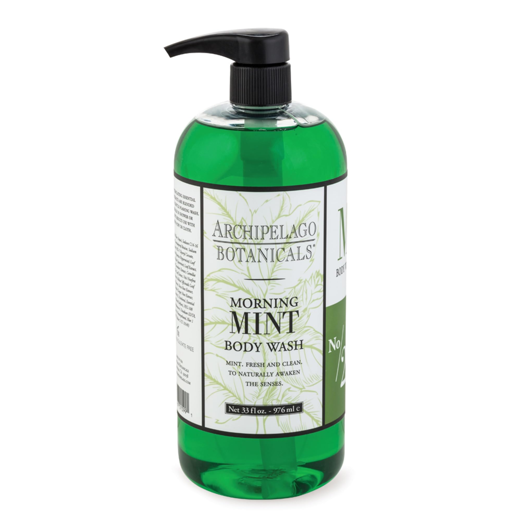 Archipelago Morning Mint, botella de 33oz, experiencia vigorizante para la ducha matutina