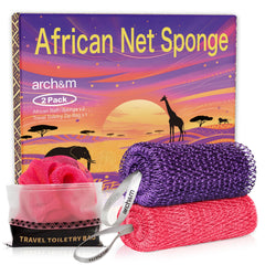 ARCH&M esponja de red africana, alcance de espalda de 53 pulgadas, exfoliación suave para piel radiante.