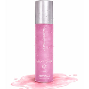 ARCONA Cranberry Toner: botella de lujo para una experiencia facial suave y revitalizante.