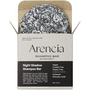 ARENCIA Night Shadow Biotina Shampoo Bar en empaque sostenible sin plástico