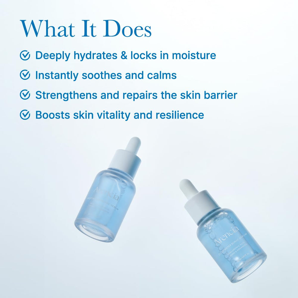 Aplicación diaria de Arencia serum con la mano para absorción rápida.