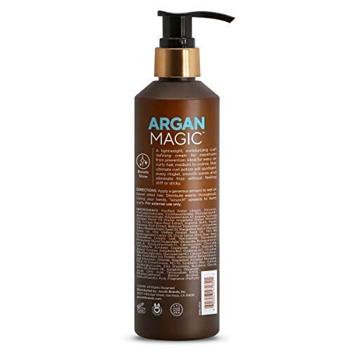 Argan Magic crema definidora, envase doble, facilita peinado y control del frizz.