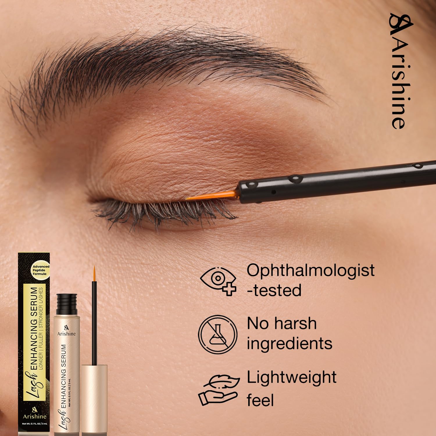 Suero Arishine para cejas y pestanas mejora definición visual.