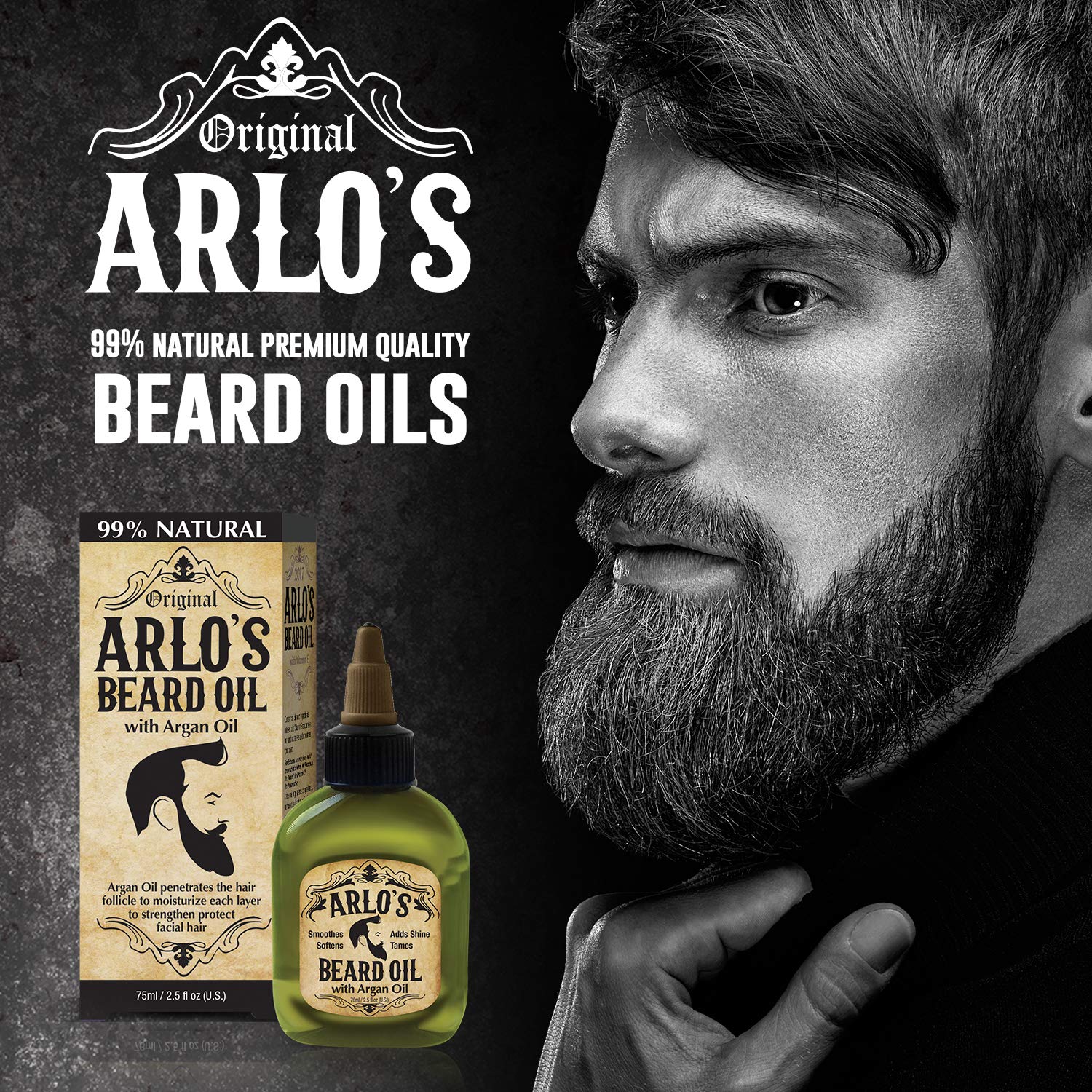 Absorción rápida de Arlo's Barba Original, barba hidratada sin grasa.