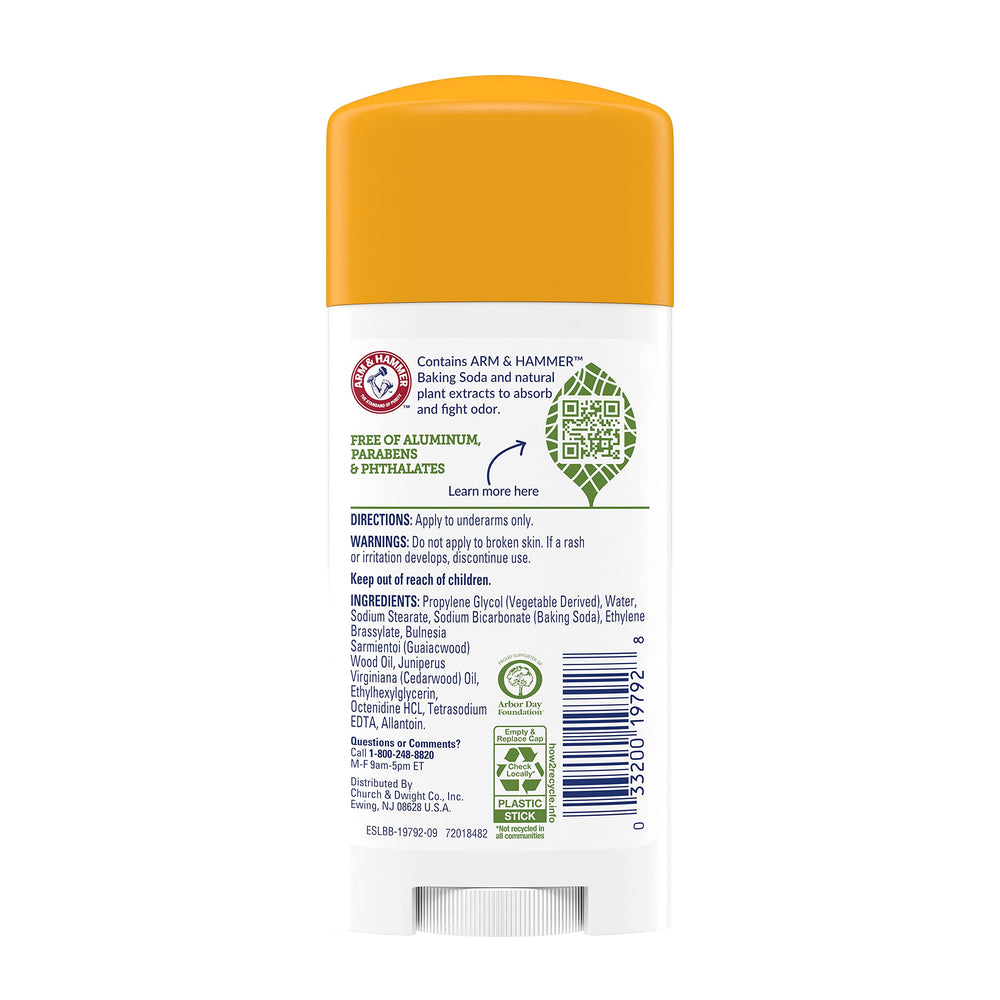 Arm & Hammer Desodorante Essentials sin fragancia, etiqueta frontal clara para identificación