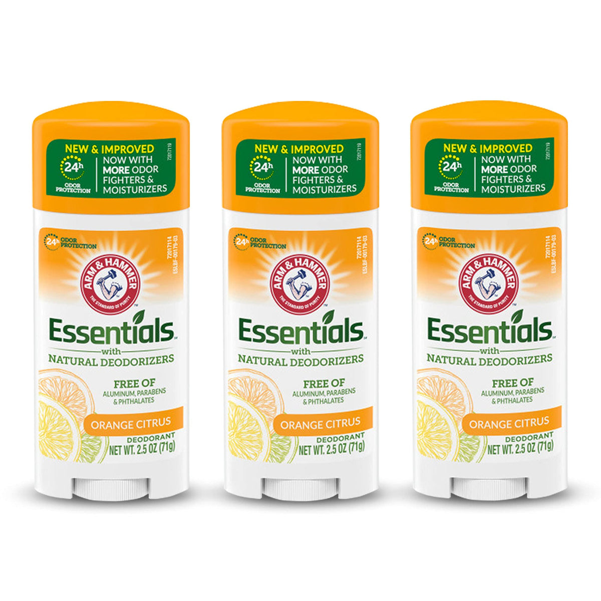 ARM & HAMMER Essentials desodorante naranja cítrico en barra sólida para uso diario