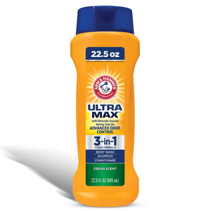 Arm & Hammer Essentials Ducha para hombre, botella 3-en-1 fresca, ideal para uso diario.