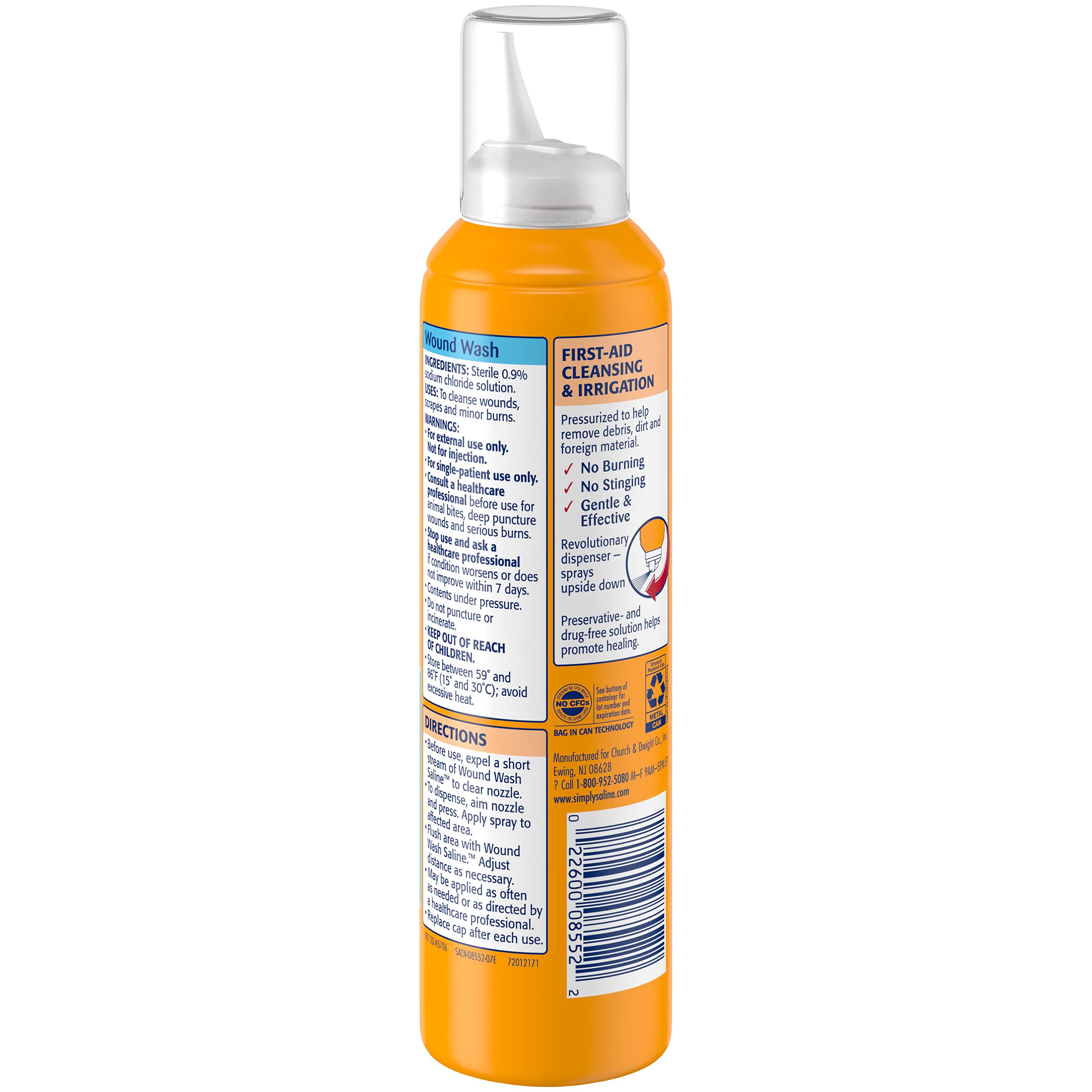 Arm & Hammer Simply Saline paquete de 6, ideal para botiquín de primeros auxilios.