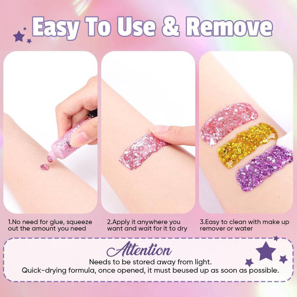 AROIC glitter de remoción fácil con agua y jabón, sin complicaciones.