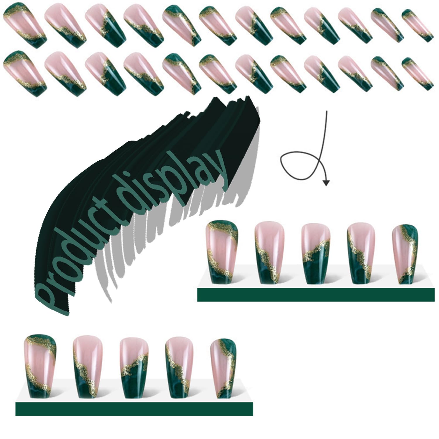 AROVFAM uñas en forma ataúd, estilo moderno para cualquier ocasión.