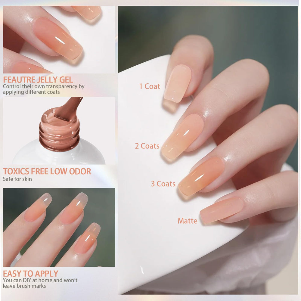 Artdone gel translúcido marrón, tono cálido para uñas naturales y modernas.