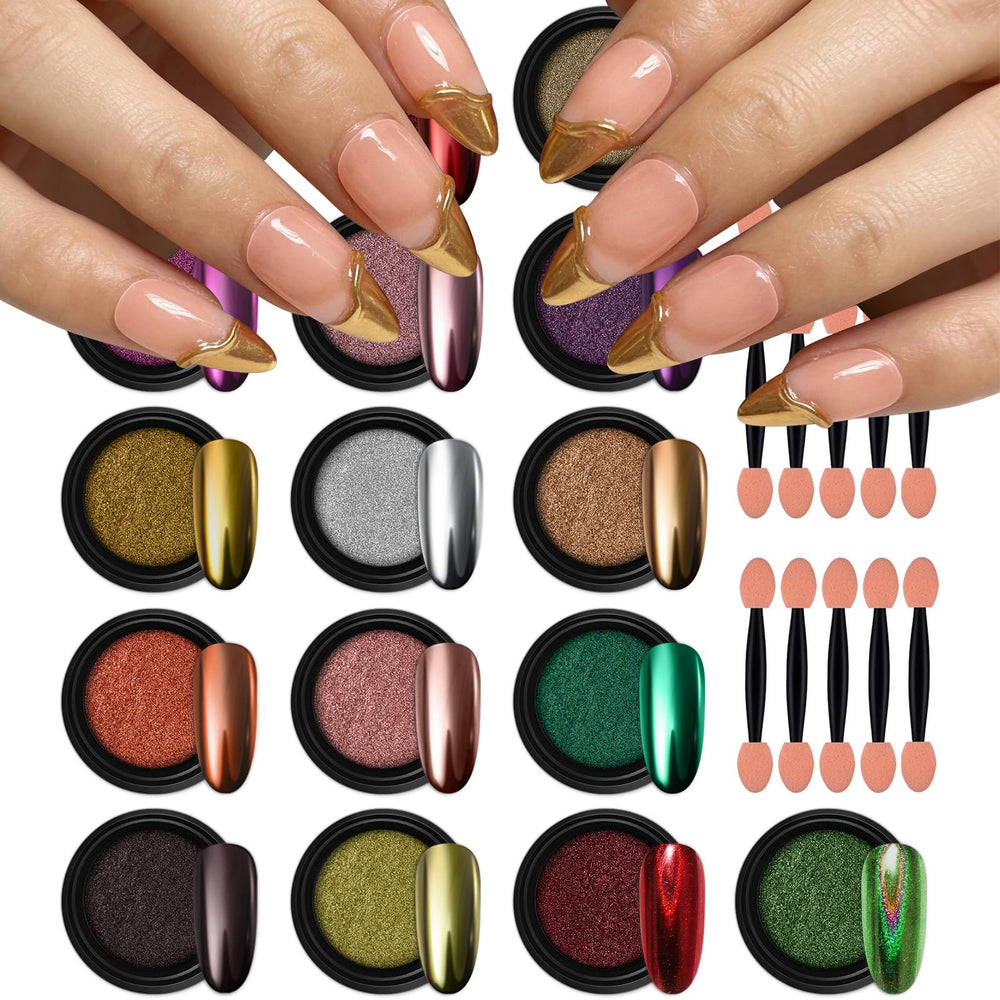 Polvo perla espejo oro de Artdone para un acabado brillante en uñas.