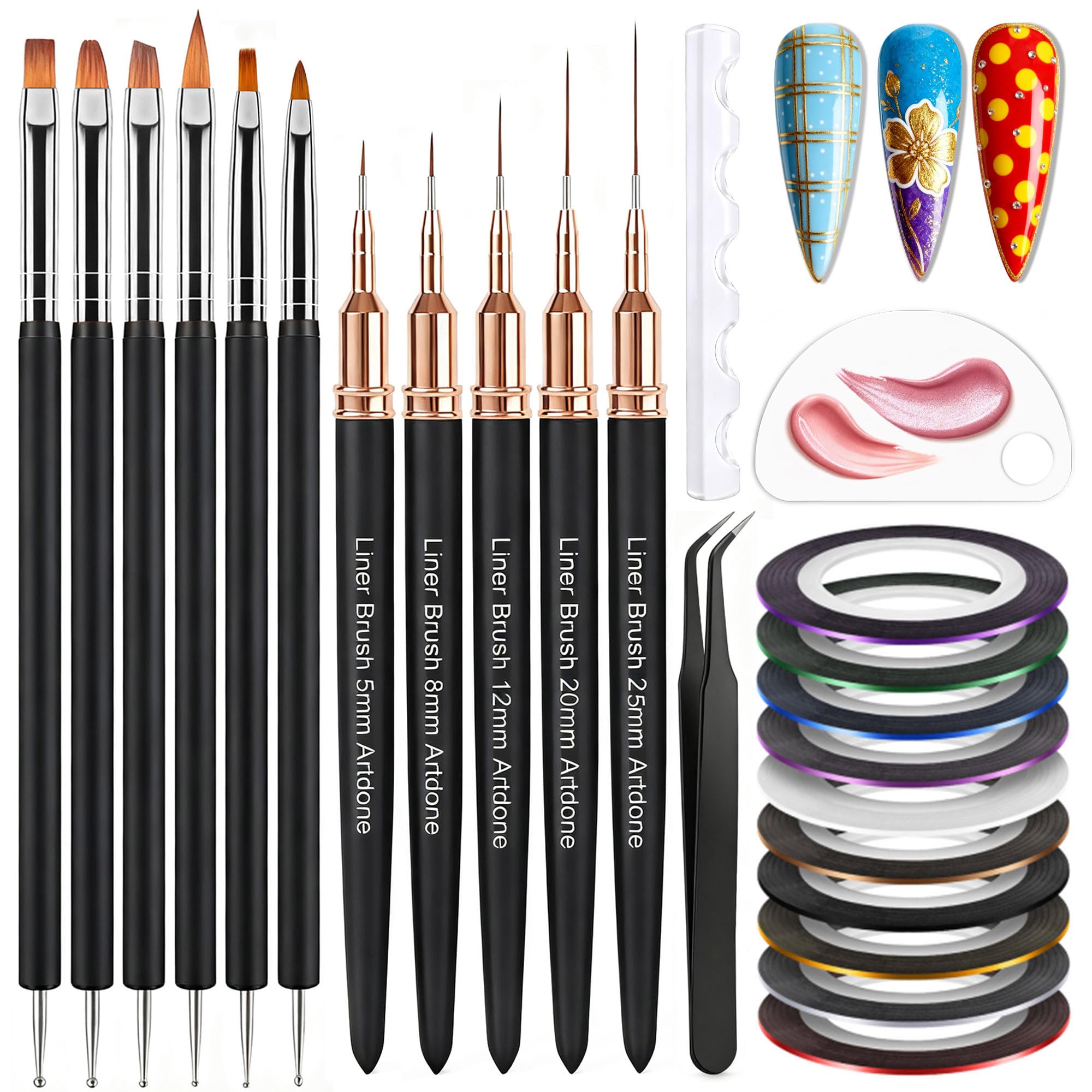 ArtDone tira de dibujo para uñas: diseño profesional sin pegamento, ideal para líneas nítidas.