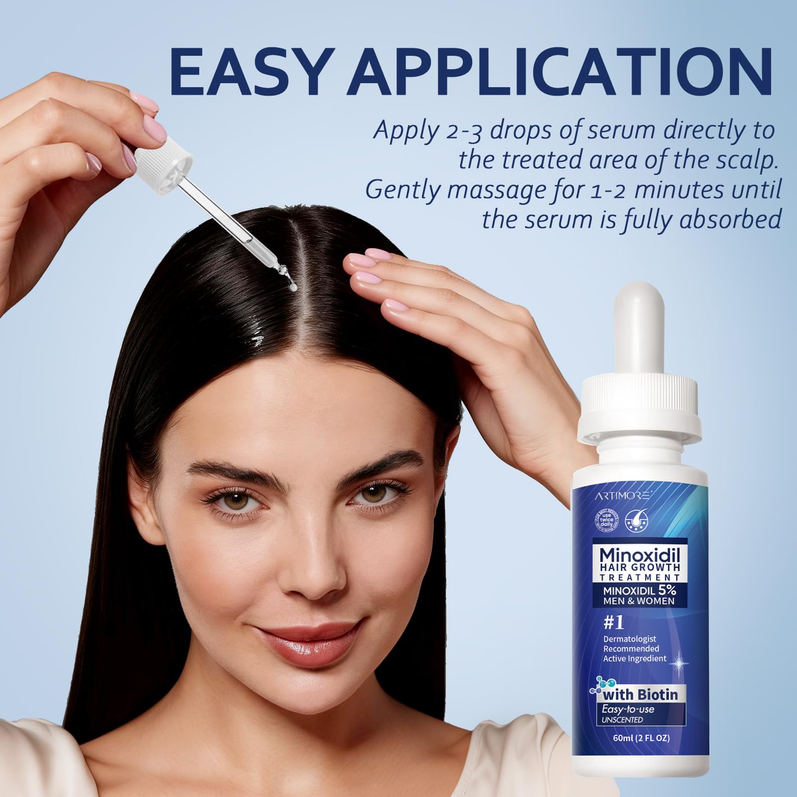Artimore ingredients biotin, castor oil, hydrolyzed collagen for hair health.