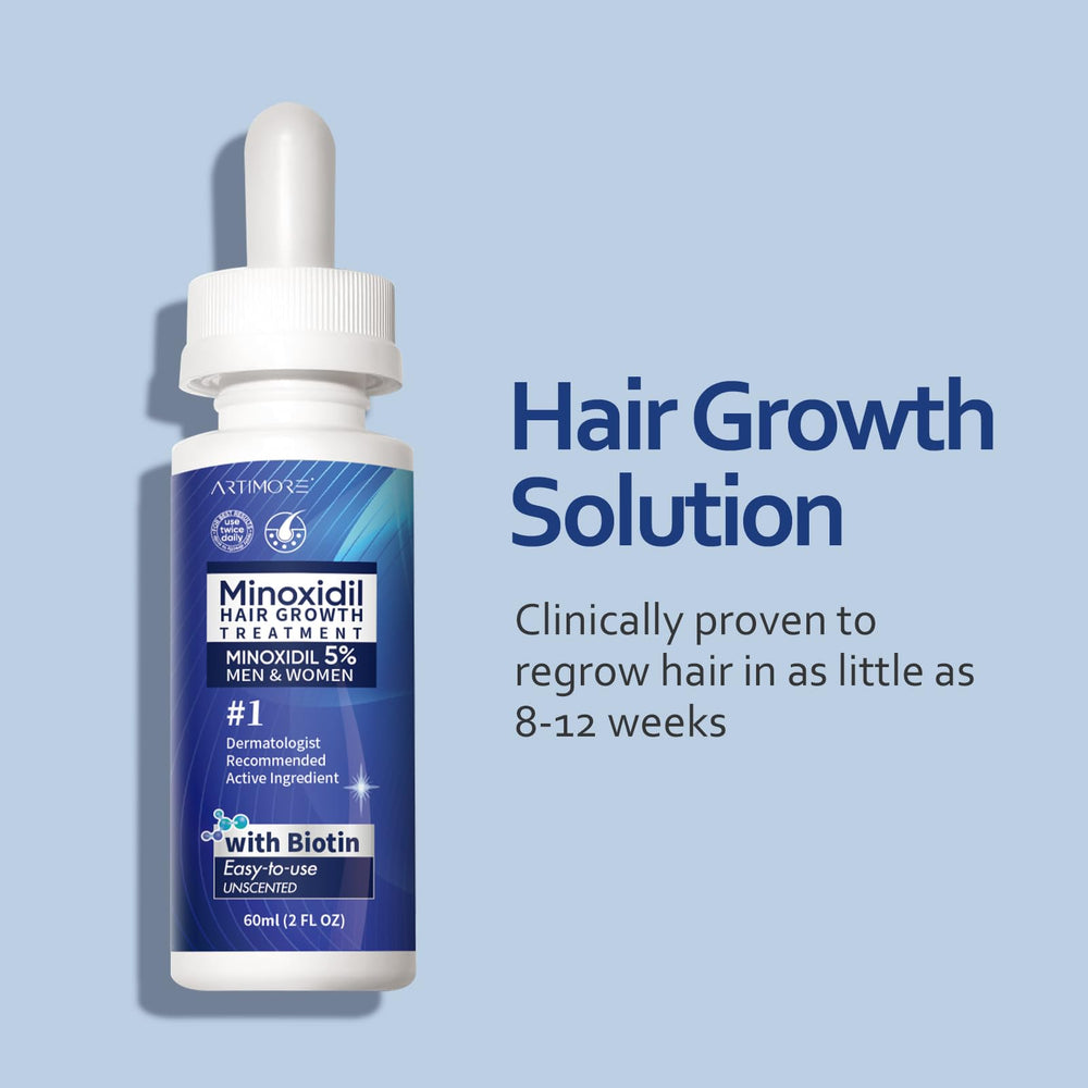 Artimore minoxidil dropper applies to thinning scalp areas for targeted care.