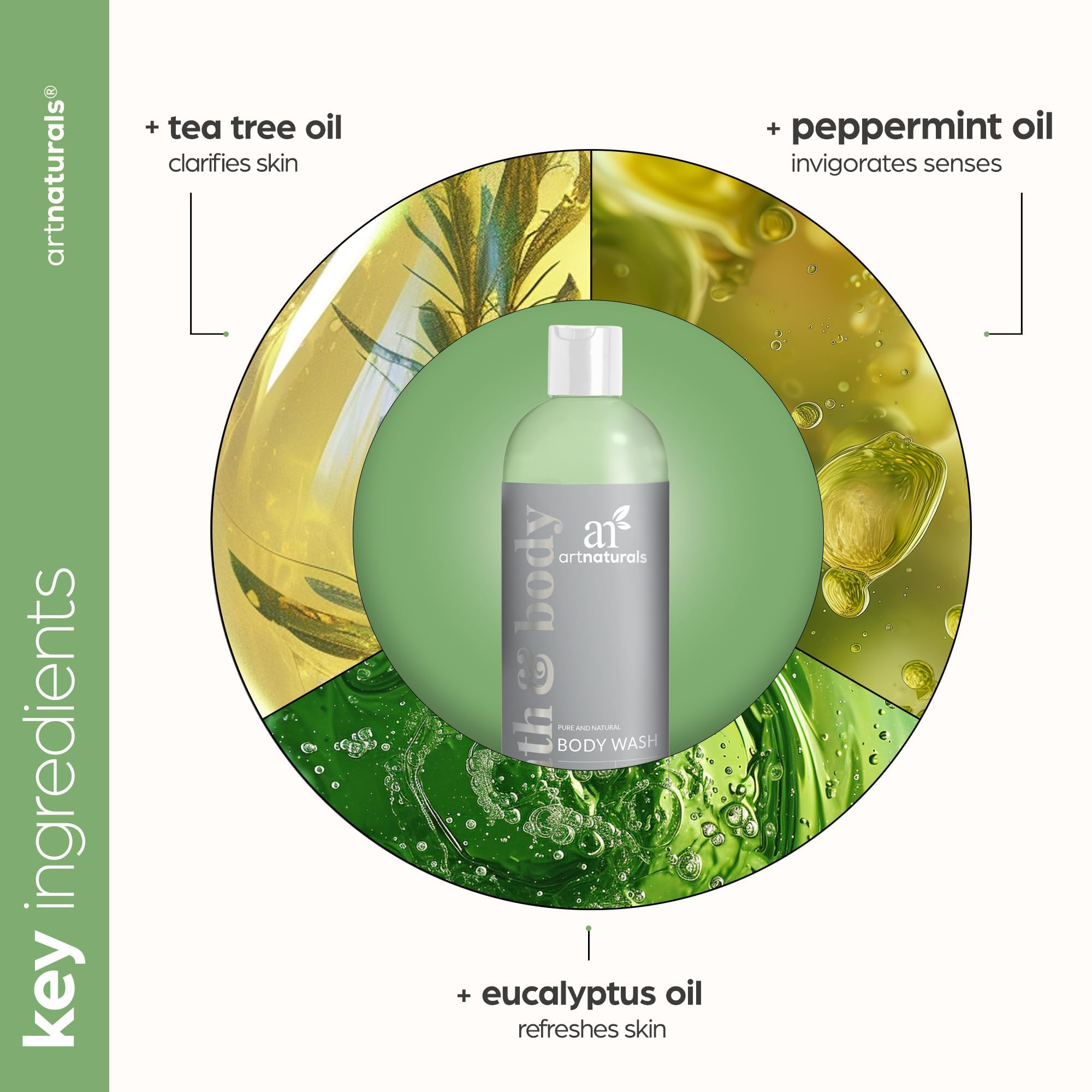 Artnaturals gel de ducha con árbol de té, dispensador práctico para uso cómodo.
