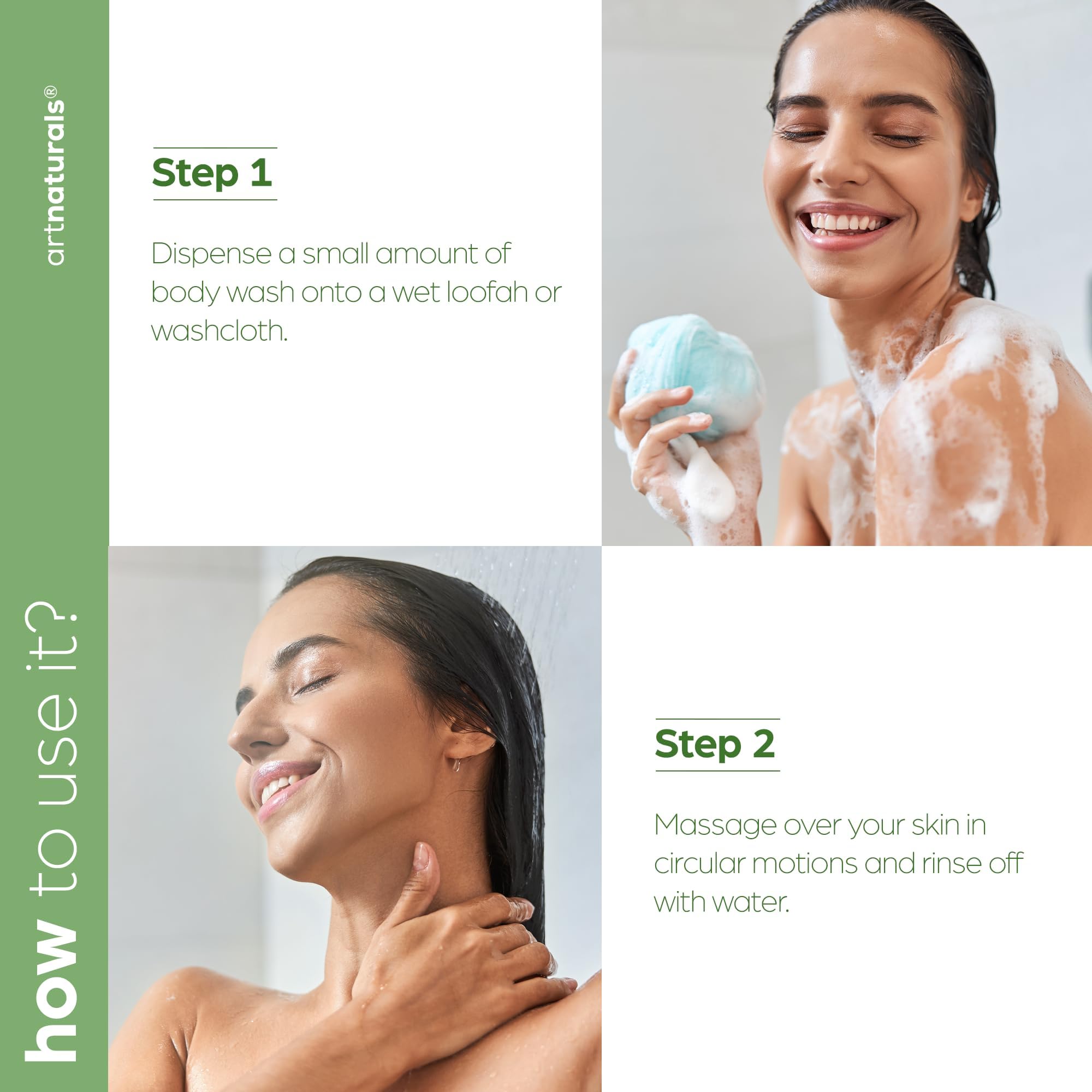Artnaturals gel de ducha con árbol de té, etiqueta informativa facilita conocer ingredientes.