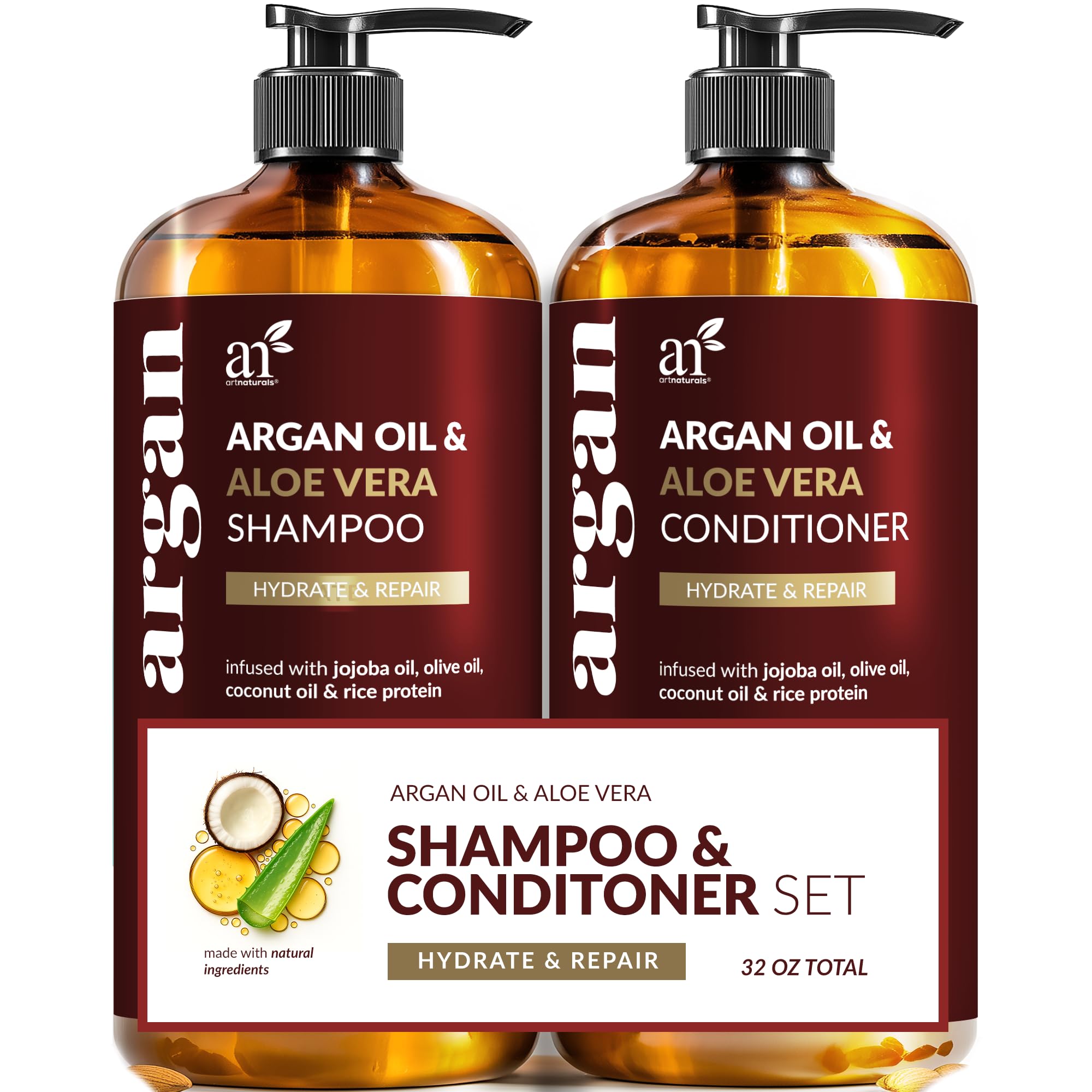 Artnaturals shampoo con argán en botella, hidrata y suaviza el cabello.