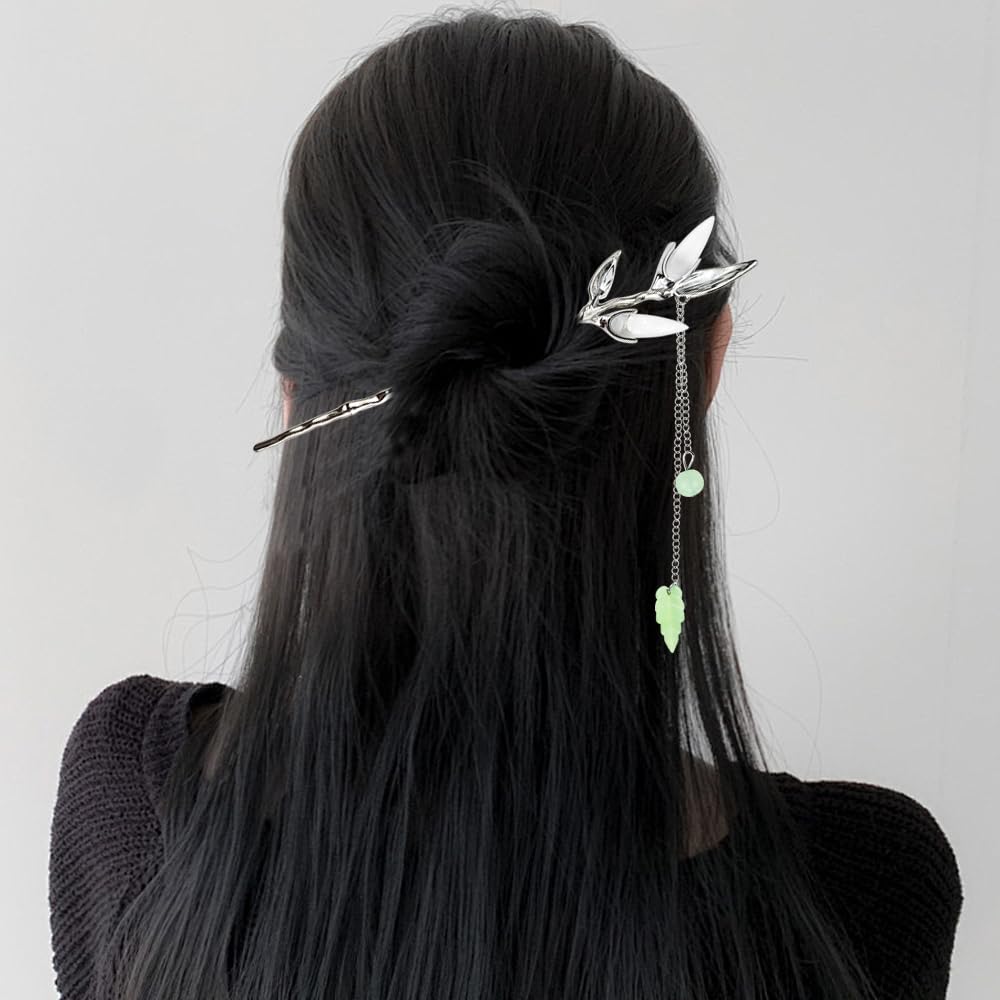 Arvintas palillos pelo updo plateado, fijación estable para moños.