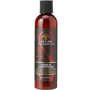 Acondicionador As I Am sin aclarado en botella, hidratación duradera para cabello seco.